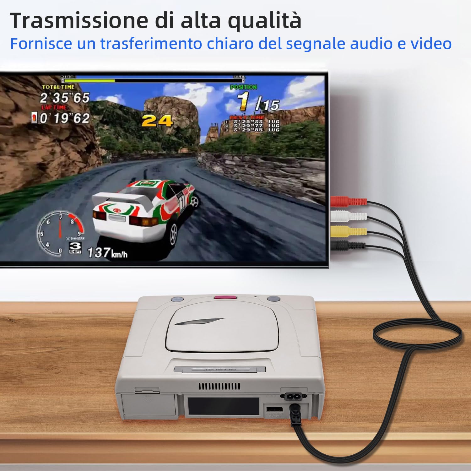 Mcbazel Cavo adattatore per TV Video Composito S-AV in oro placcato per Sega Saturn