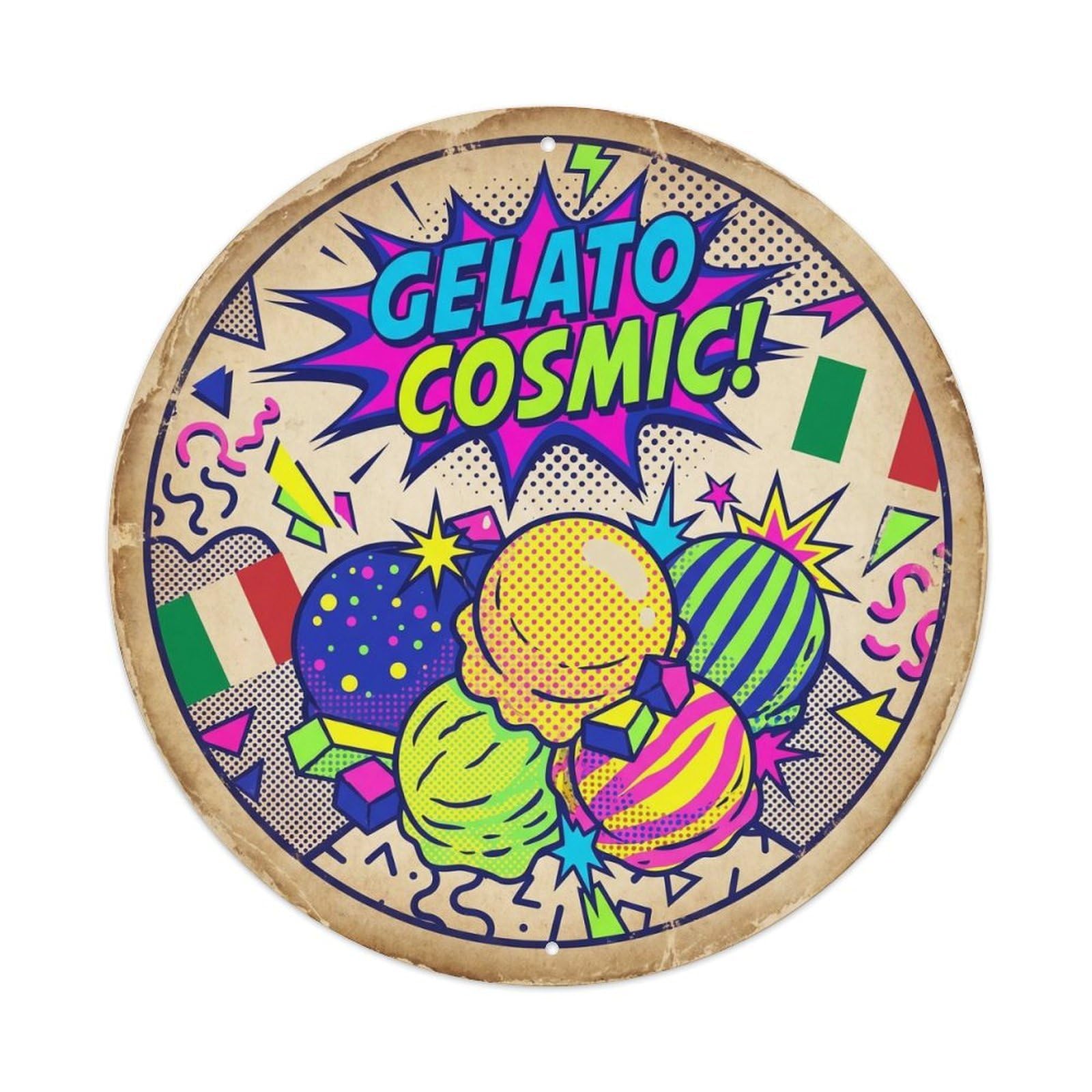 Gelato Cone Memphis Pop Cafe Food Culture Metal Tin Sign
