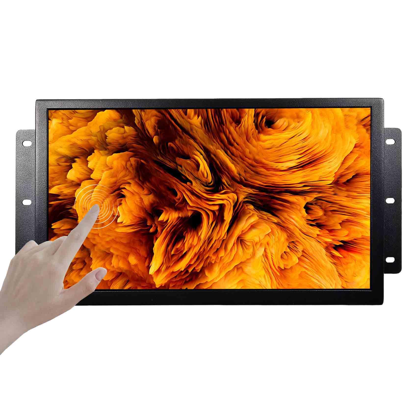 VSDISPLAY 13,3 Zoll 1920x1080 Tragbarer LCD Touch Monitor mit Lautsprechern | Industrieller IPS-LCD Bildschirm, VGA DVI Videoanschluss, Metallgehäuse