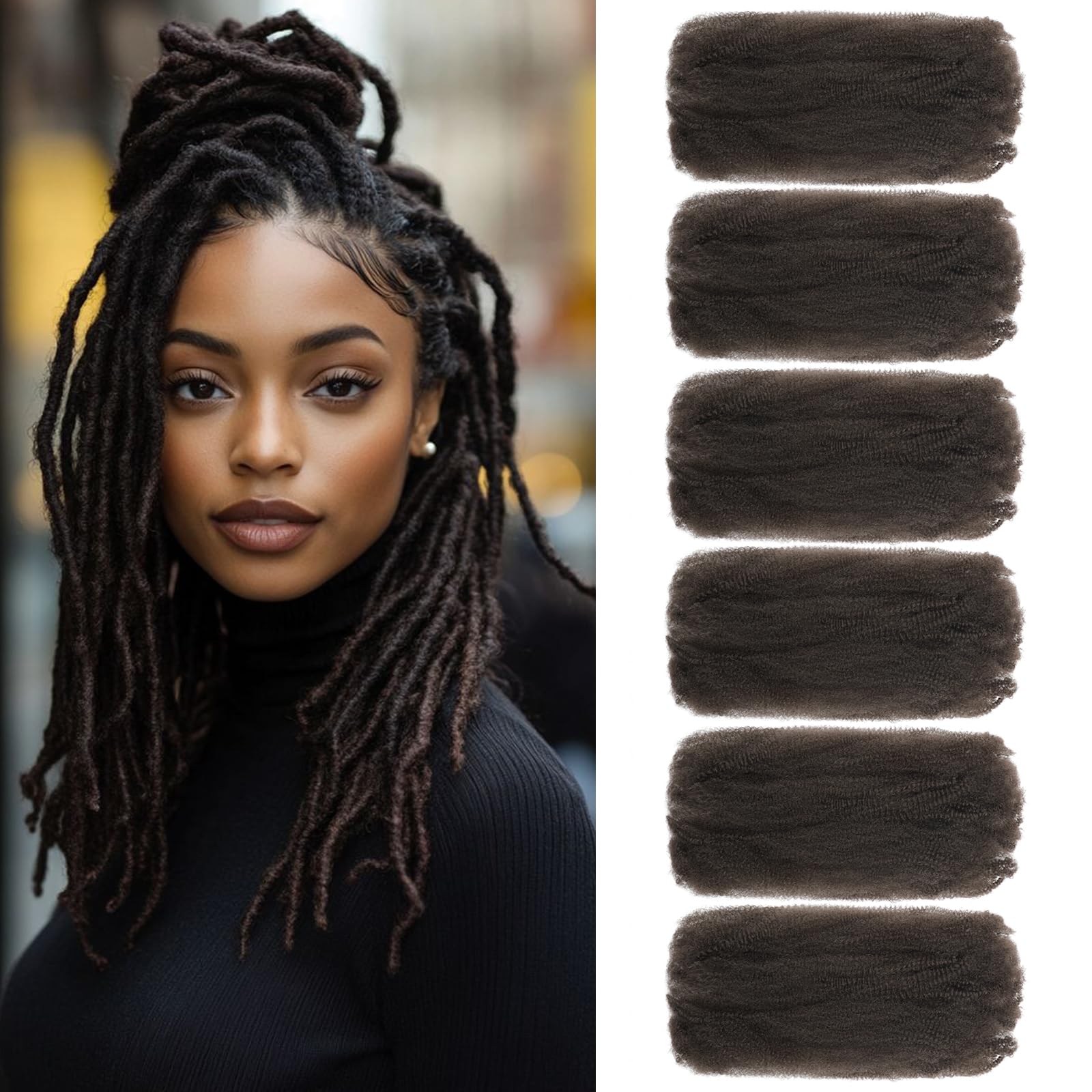 TOOPBIUTI Afro Kinky Bulk Hair 8 Inch Spring Twist Braiding Hair Bulk Locs Dreadlock Extensions Afro Kinky Curly Crochet Braid Hair (4#