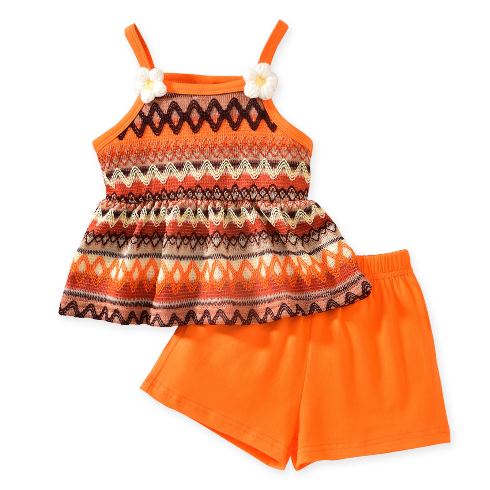 Photo 1 of Aalizzwell 4T Girl Clothes Toddler Summer Sleeveless Spaghetti Strap Tank Top Shorts Outfit 4-5T Brown