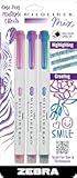 Zebra Pen Mildliner Mix Dual Colour Highlighter Marker Set, Chisel Tip, No Bleed Assorted Cool Colours, 3-Pack (77773)