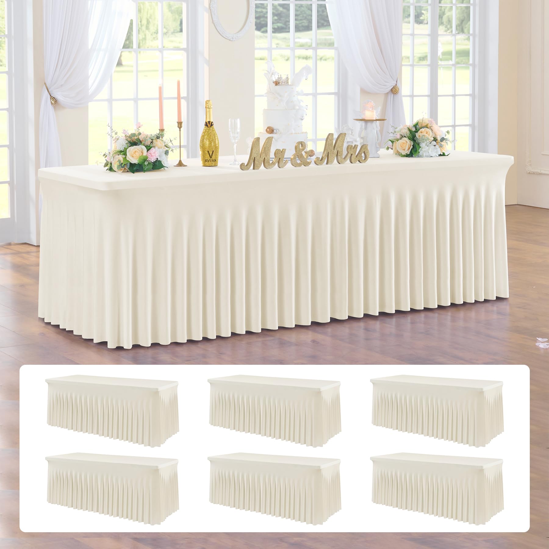 IVAPUPU Nappe Rectangulaire Ajustée De 1,8 M Pour événements