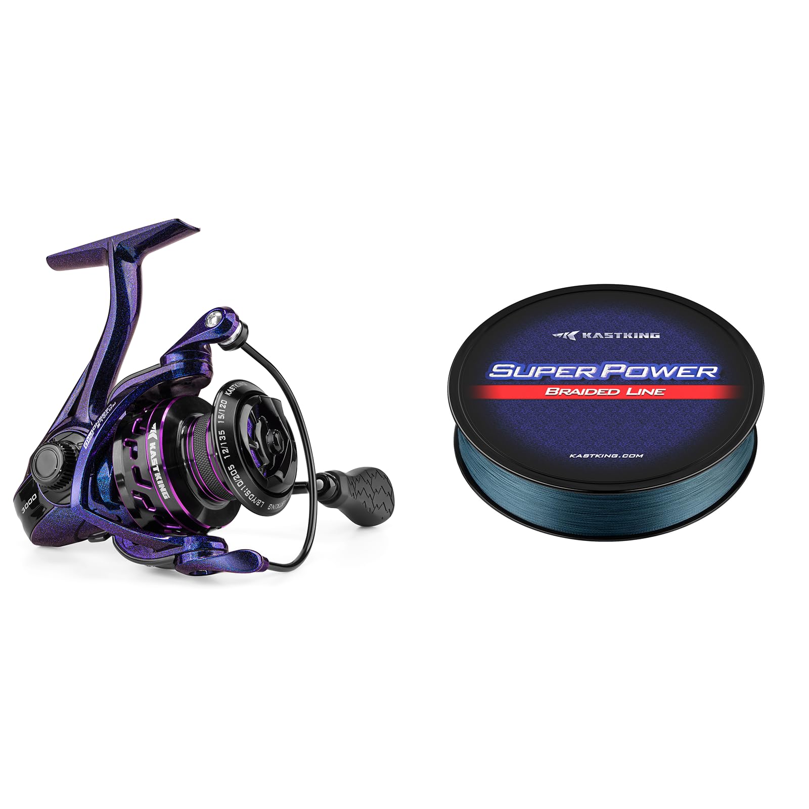 KastKing Royale Legend Pro Spinning Fishing Reel, Size 3000,Twilight & KastKing Superpower Braided Fishing Line, Gray, 15 LB, 150 Yds : Sports & Outdoors