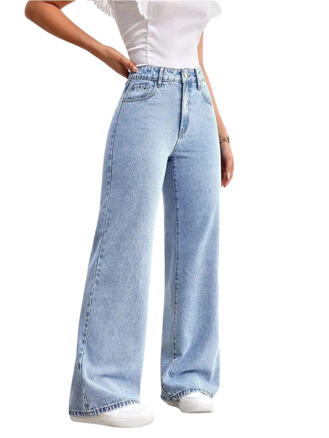 greciilooks Cargo Jeans for Women – Wide Leg High Waist Baggy Denim Pants | Casual Fit Trousers with Utility Pocket Design-picture-22