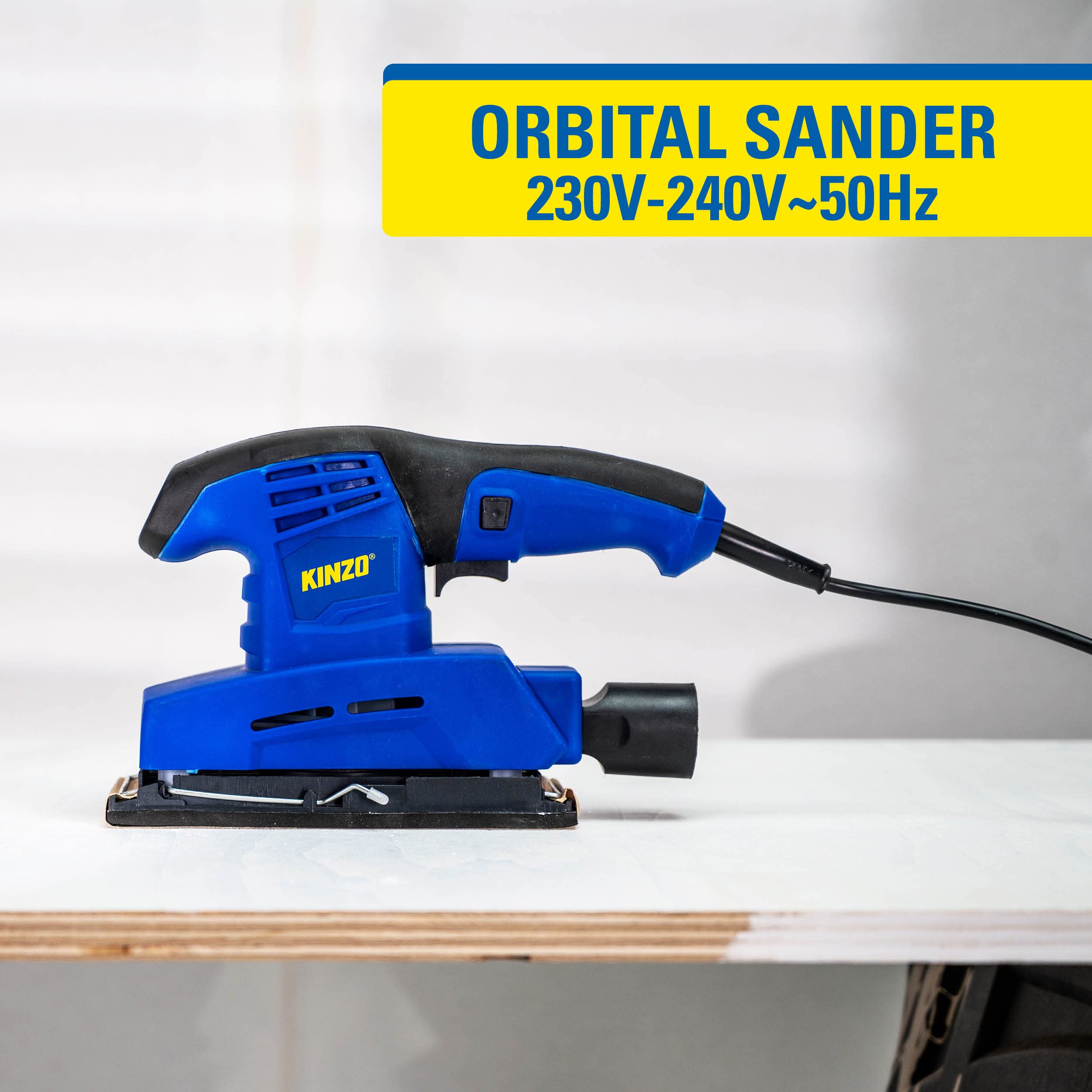Kinzo Smerigliatrice – 230 V – Blu – Lavorazione del legno – Levigatrice orbitale
