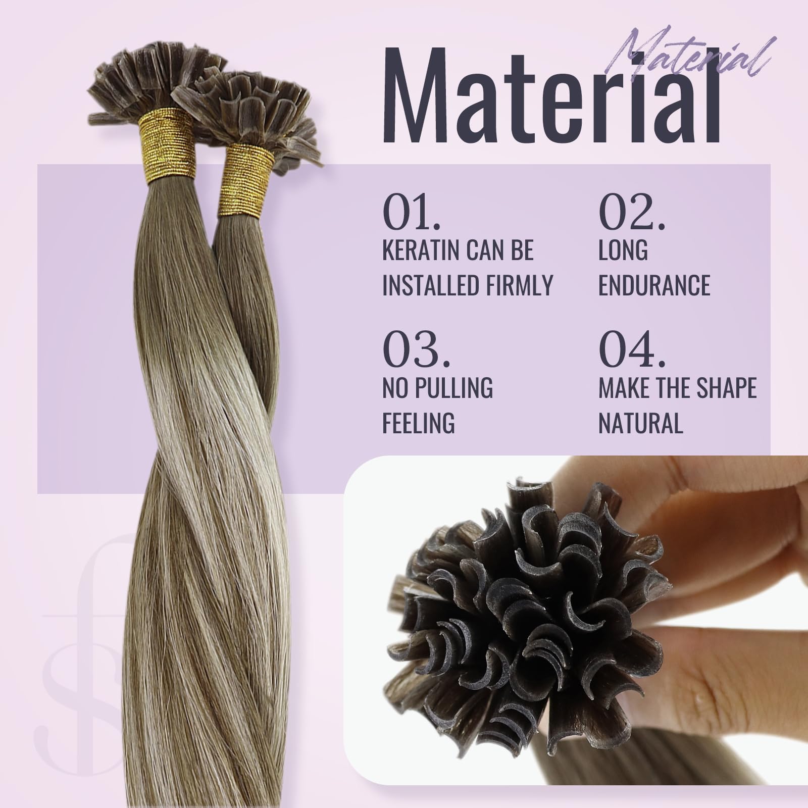 Fshine Extension Capelli Veri Cheratina Balayage Marrone A Biondo Platino Cheratina Capelli Umani Veri 45cm 50g Extension Cheratina #6/60/6