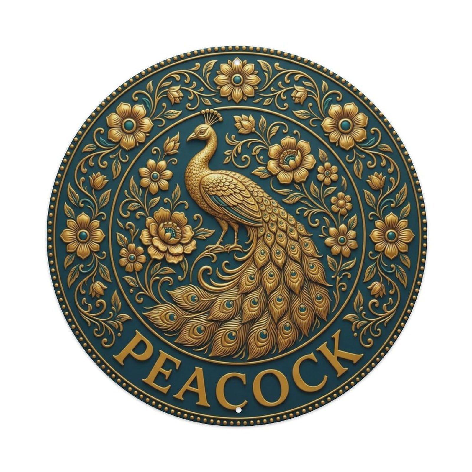 Vintage Peacock Flower Zen Yoga Metal Tin Sign