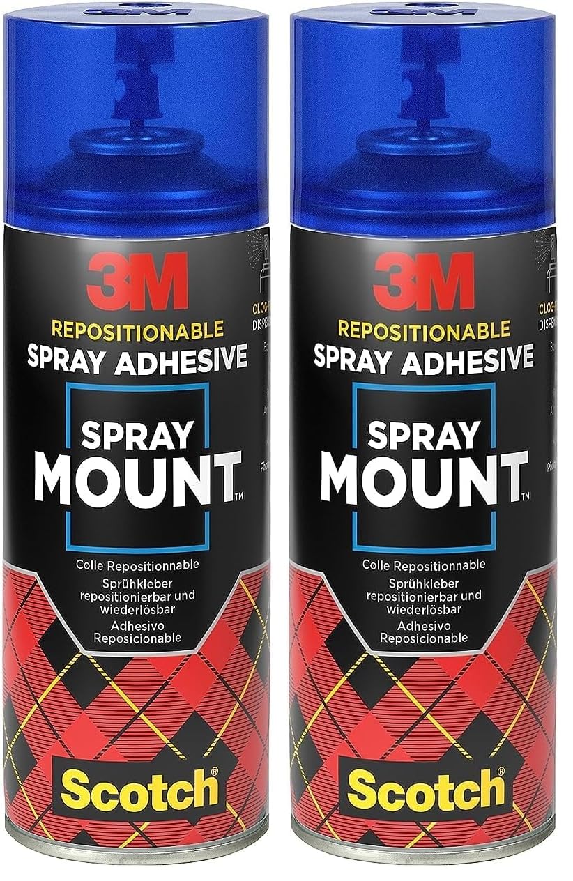 Scotch SprayMount Klebespray - Sprühkleber Repositionierbar und wiederverlösbar, 400 ml, 1 Dose/Packung - für Schnelle und Dauerhafte Verbindungen (Packung mit 2)