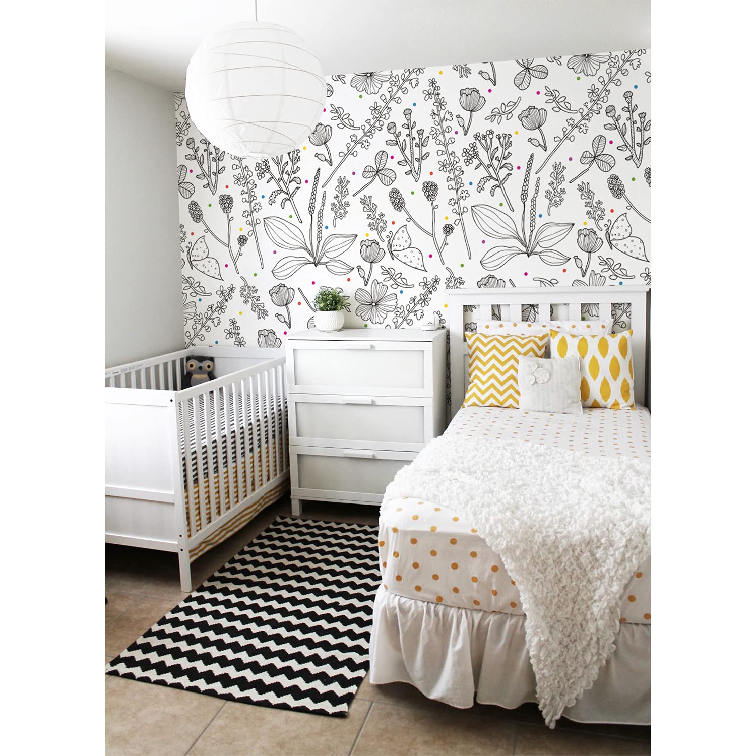 Papier peint 104x70cm meuble chambre salon cuisine décoration points de fleurs Coloray