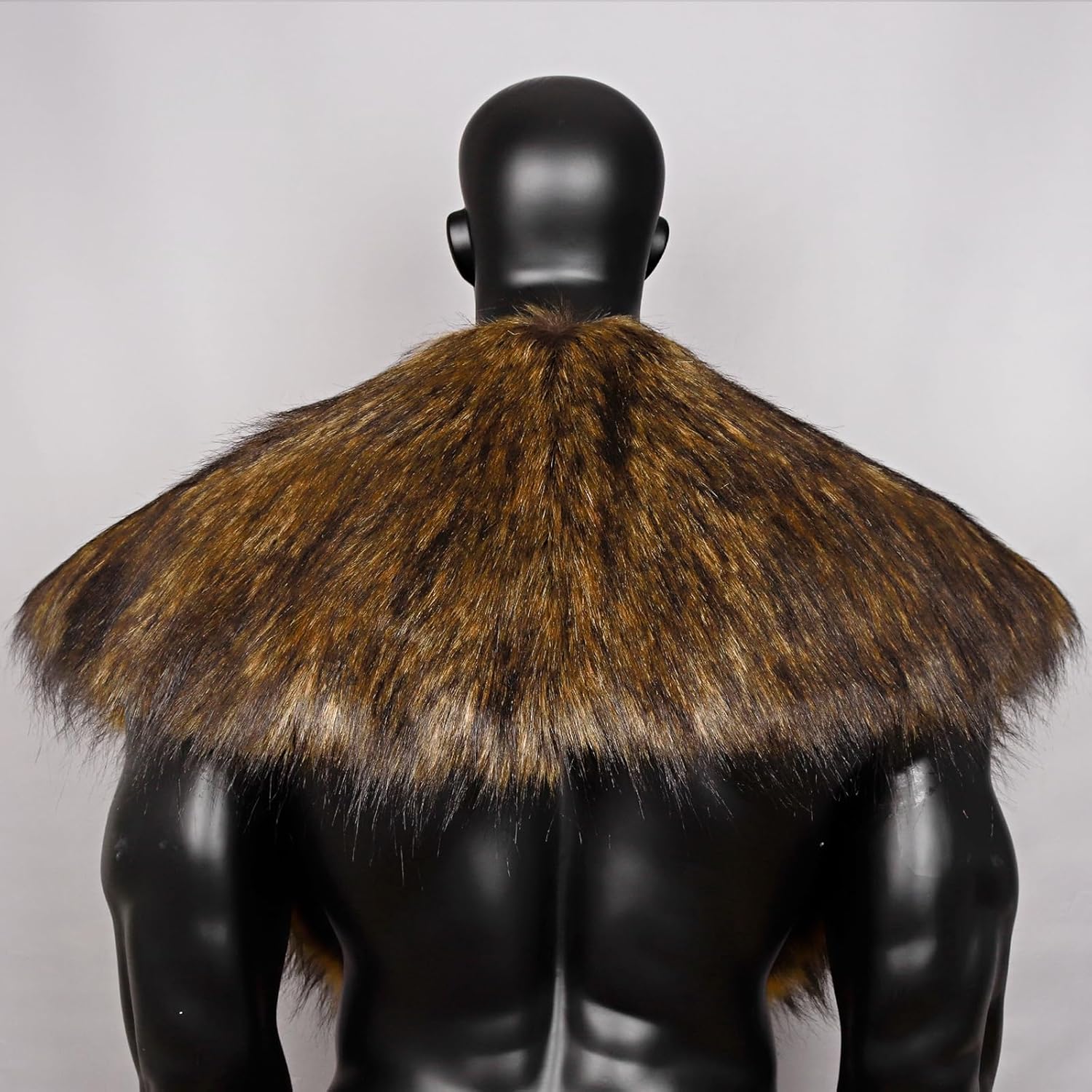L'VOW Men Viking Fur Shawl Medieval Faux Fur Mantle Shoulder Wrap Collar Warrior Renaissance LARP Cosplay Costume - Image 7