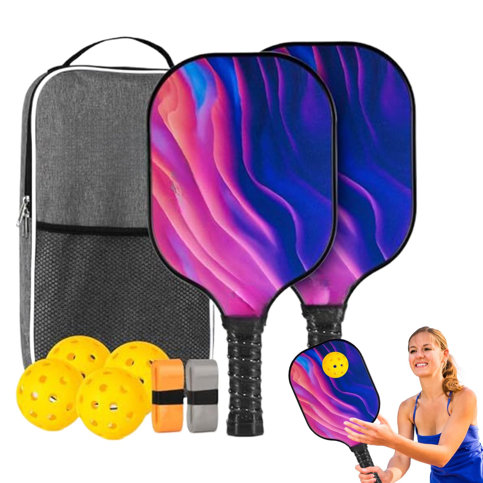 Attrezzatura per Paddle Racchetta Pong | Sportivi in Fibra di Vetro Ergonomici Leggeri per Uomini Donne Casa Fitness Interno Esterno
