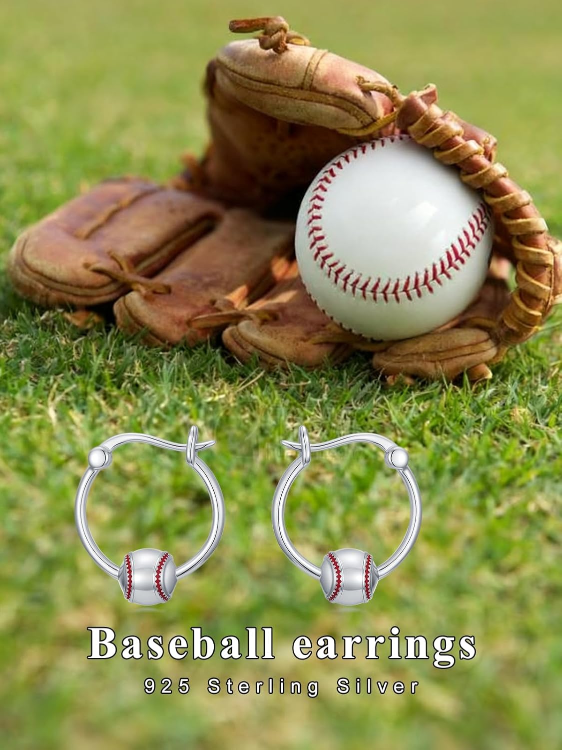 Dorunmo Baseball Earrings 925 Sterling Silver Baseball Hoop Earrings Balls Sports Jewelry Gifts for Sport Lover - Image 6