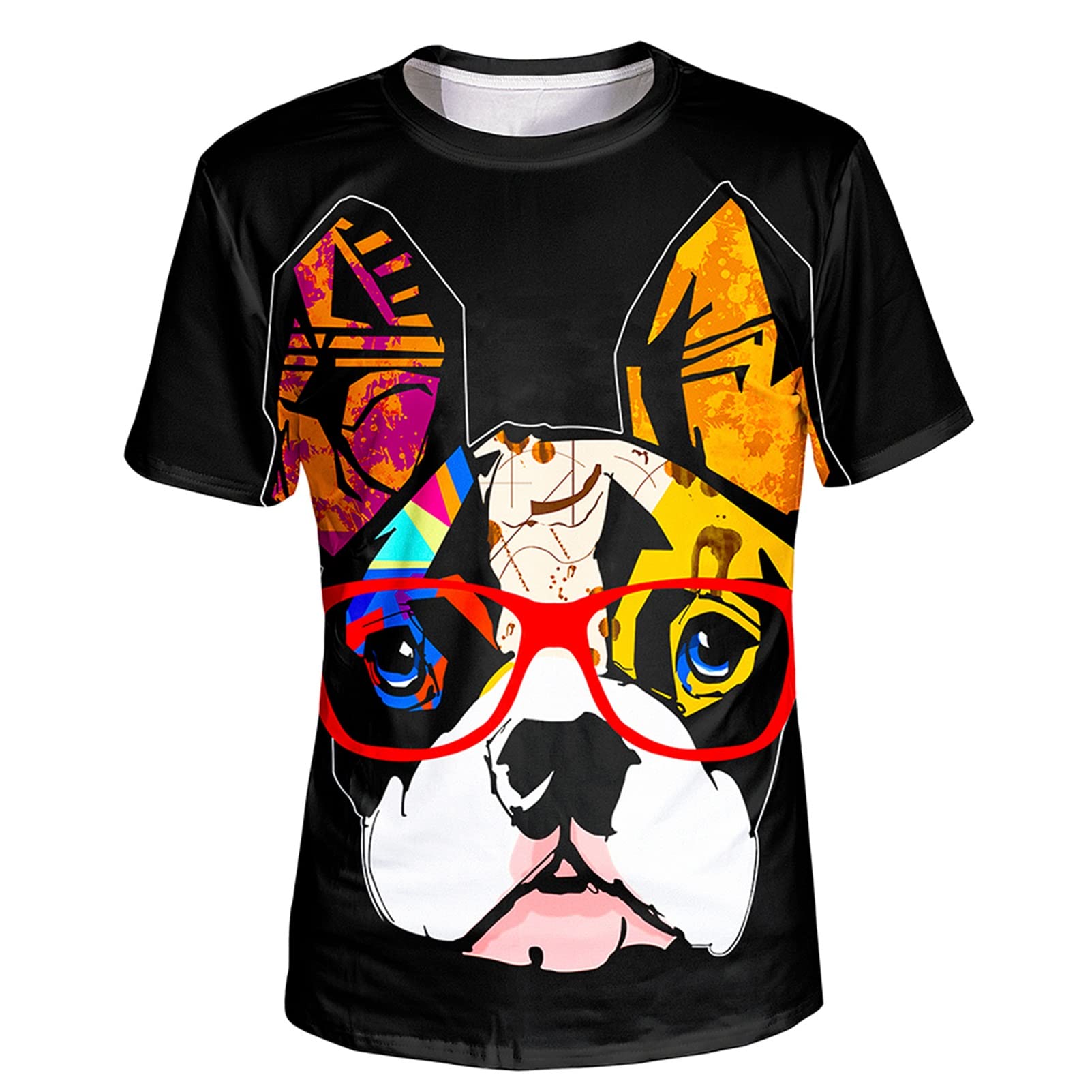 AsylvainUnisex 3D Graphic T-Shirt Colorful Design Short Sleeve Crewneck Digital Tee for Young
