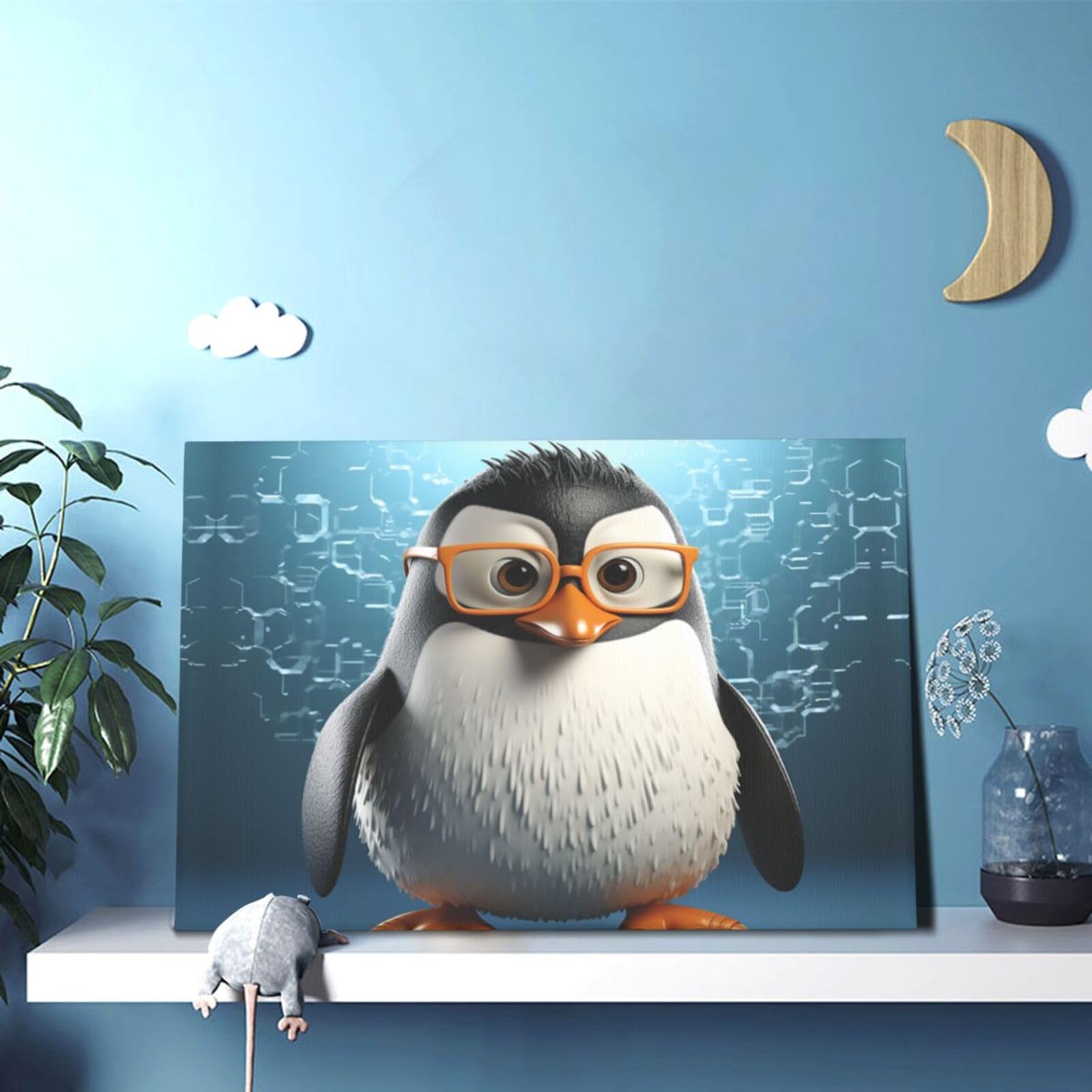 Amazon.com: Dwrepo penguin with glasses Print Wall Art Decorations