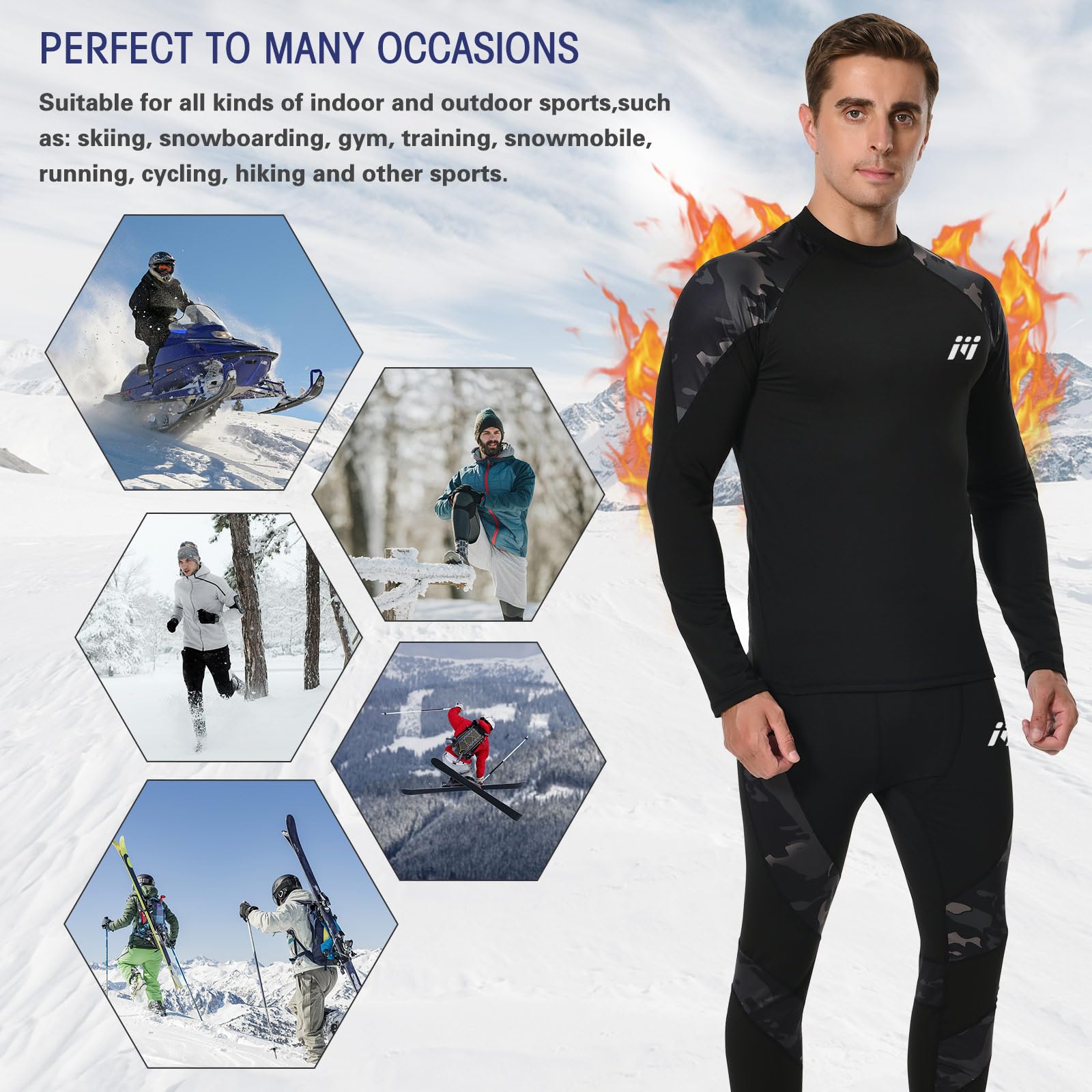 MEETWEE Zestawy termiczne męskie Mężczyźni Men Thermal Underwear Set (1 w zestawie)