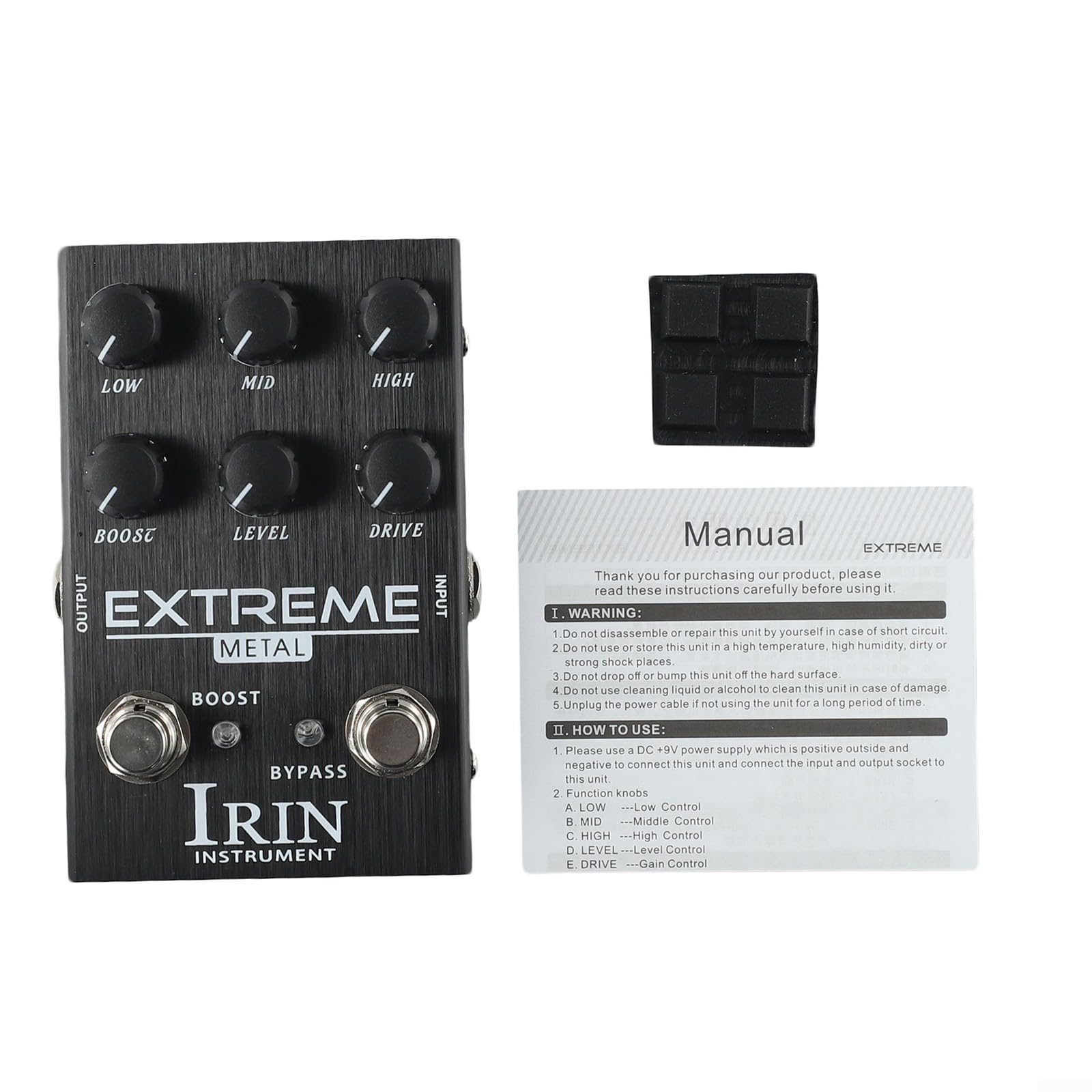 IRIN Overdrive Distortion Pédale d'effets pour guitare avec égaliseur 10 bandes, amplificateur à gain élevé pour guitare électrique et basse - Alliage d'aluminium (A)