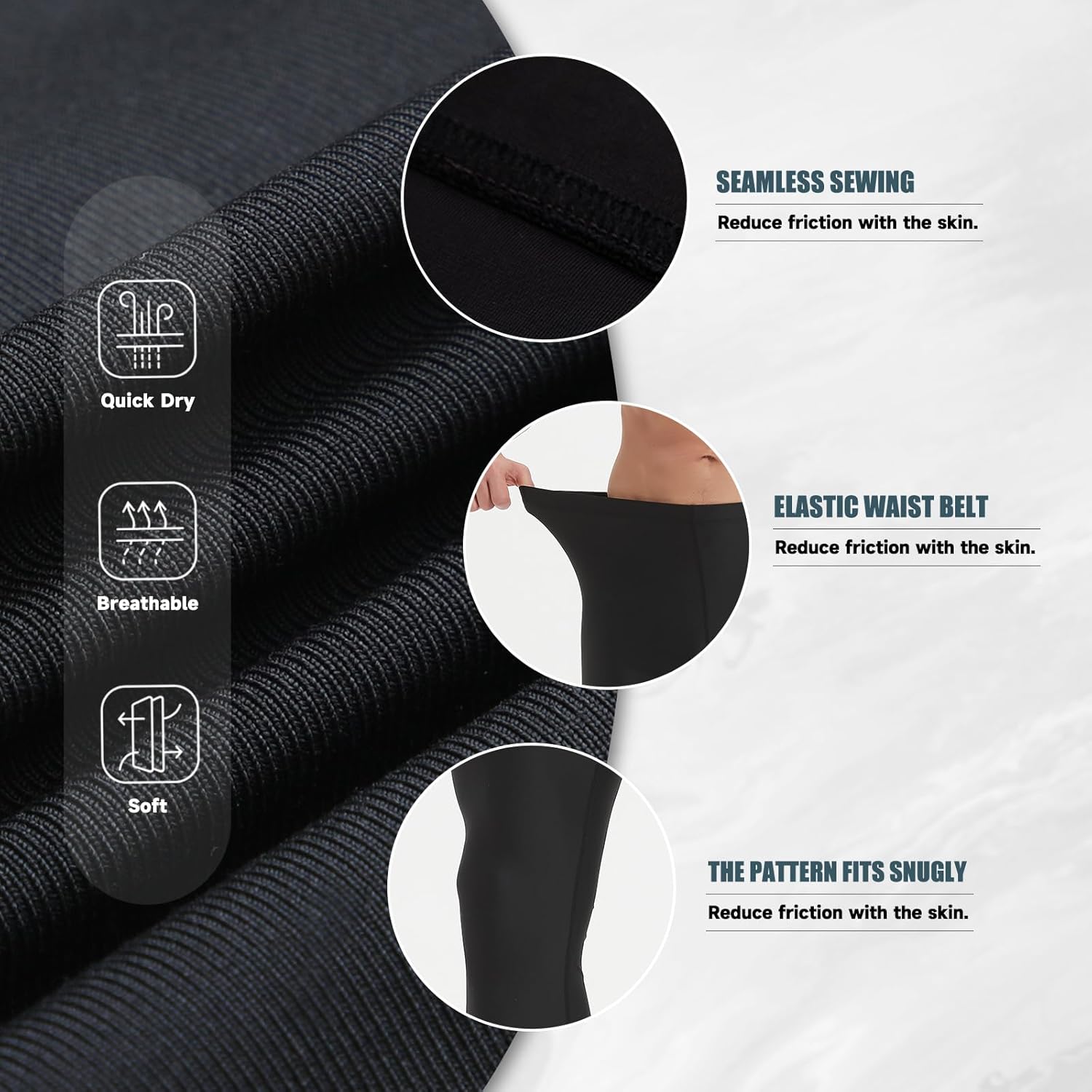 Men's Long Swim Pants UV Protection Compression Workout Surfing Legging Quick-Dry & Breathable Swimming Pants - Image 4