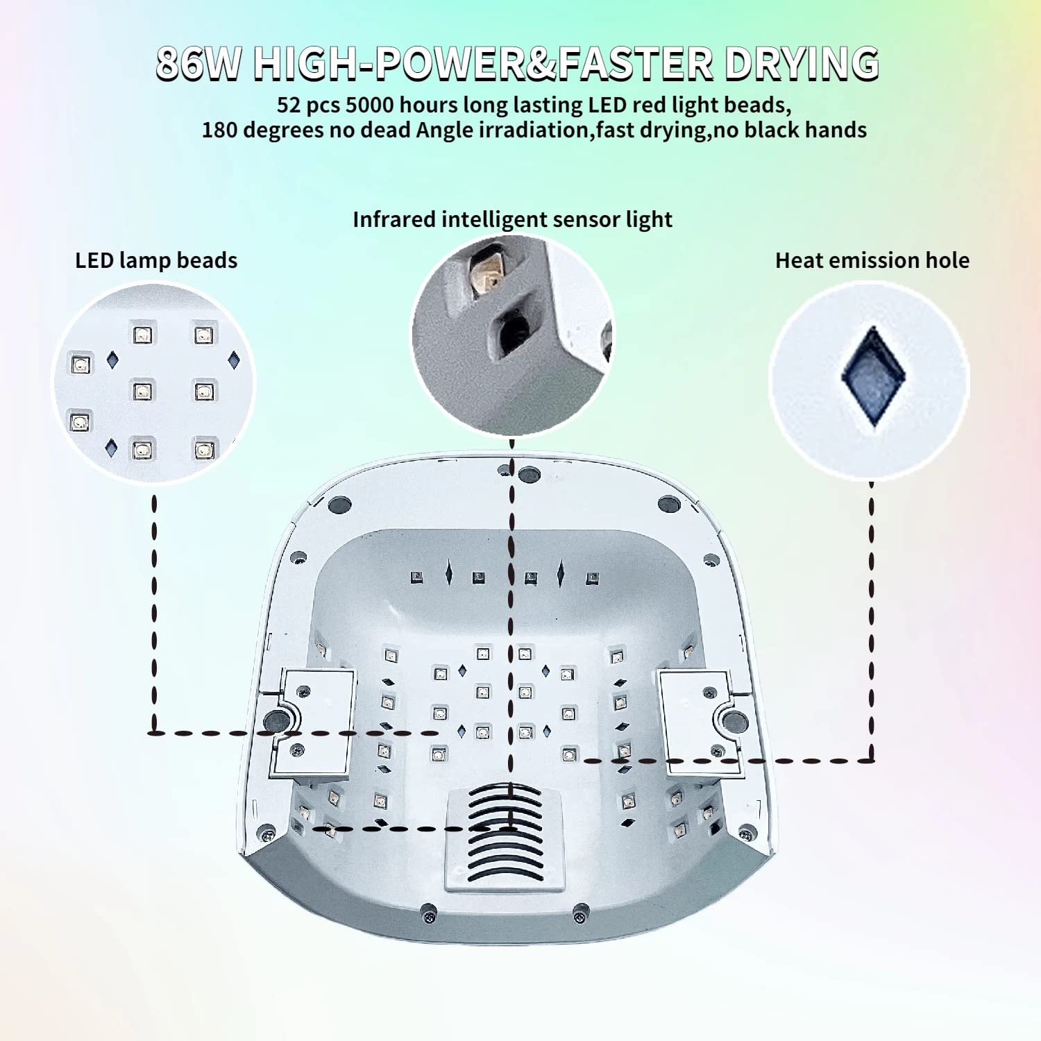 AAPIE Asciugacapelli Portatile Luce Rossa Gel Cure Light Lampade per Manicure Cordless Lampada a LED UV per Unghie Lampada per Unghie Ricaricabile 86w Strumenti per Nail Art