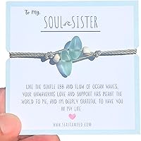 SeaStamped Soul Sister Bracelet - Handmade Adjustable Sea Glass Pebble Beach Jewelry for Best Friends & Unbiological Sisters