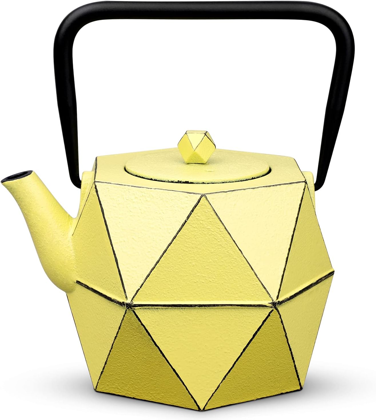 Toptier Cast Iron Teapot, Stovetop Safe Japanese Cast Iron Tea Kettle, Diamond Design Tea Pot with Removable Infuser for Loose Tea, 40 Ounce (1200 ml), Yellow