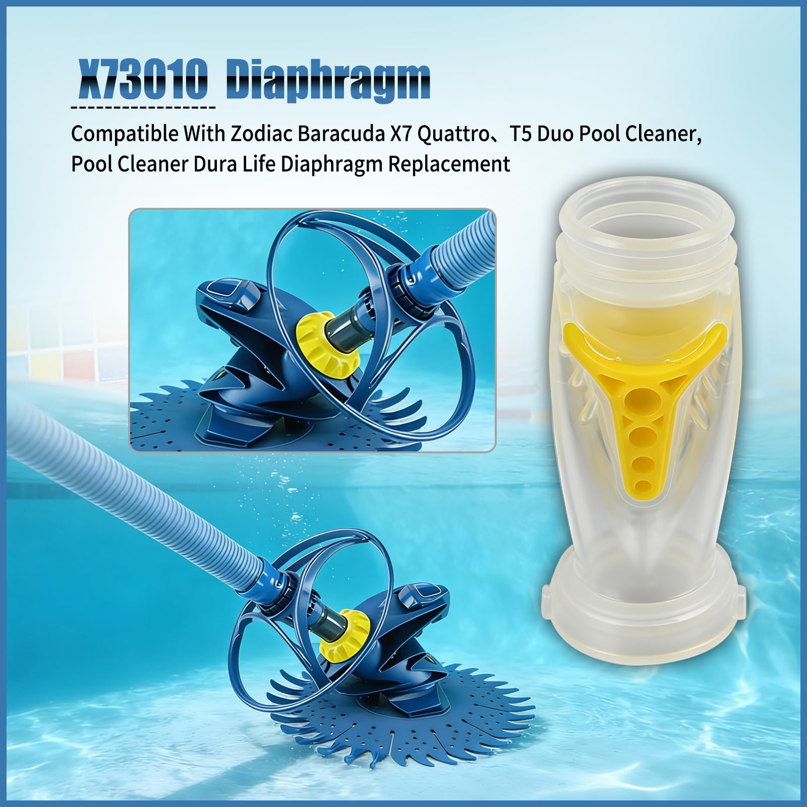 Confezione da 4 diaframma X73010 compatibili con Zodiac Baracuda X7 Quattro, T5 Duo Pool Cleaner, ricambio per diaframma Dura Life