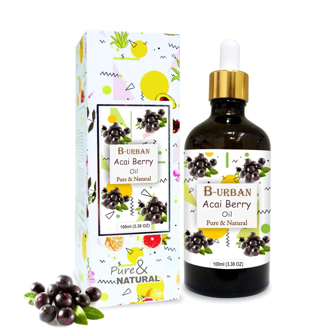 B-URBAN Acai Berry (Euterpe Oleracea) Oil|100% Pure & Natural Undiluted Carrier Oil Organic Standard For Skin & Hair|Improves Skin Elasticity,Hydrates & Moisturizes Scalp,Rich In Antioxidant-100ML