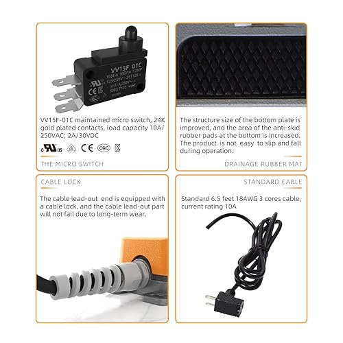 Miniatura 5 de Kacon HRF-MD3Y-R PBP, interruptor de pie de encendidoningunoapagado mantenido, enchufe de piggyback, fundición a presión de aluminio, médico,