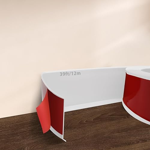 Moldura flexible para zócalo, 4 pulgadas de ancho x 16.4 pies de largo, base de pared de vinilo autoadhesiva, base de goma para despegar y pegar,