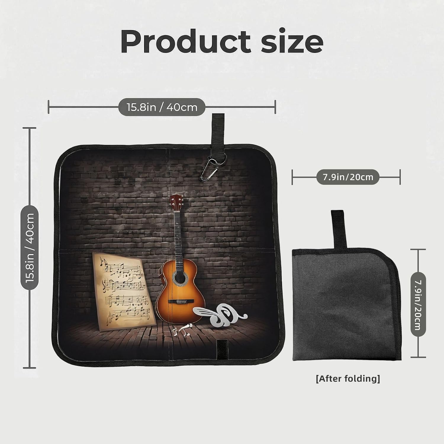(Note Guitar) Sitting Pad Foldable Seat Cushion Lightweight Camping Seat Mat with Hook for Outdoor Hiking Picnic Camping