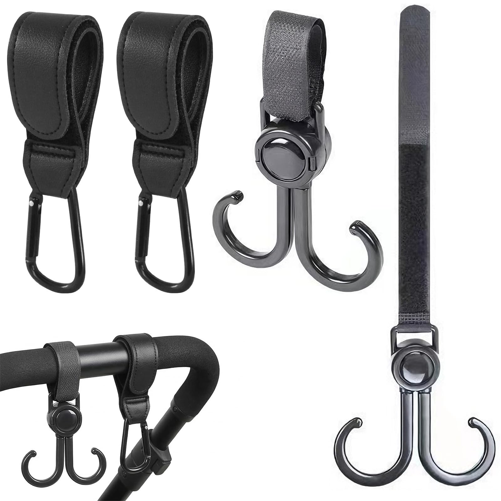4 Pcs passeggino per bambole Gancio per passeggino, a forma di cuore, con chiusura, per borsa fasciatoio, borse, borse sospese, zaini, portafogli, accessori per passeggini