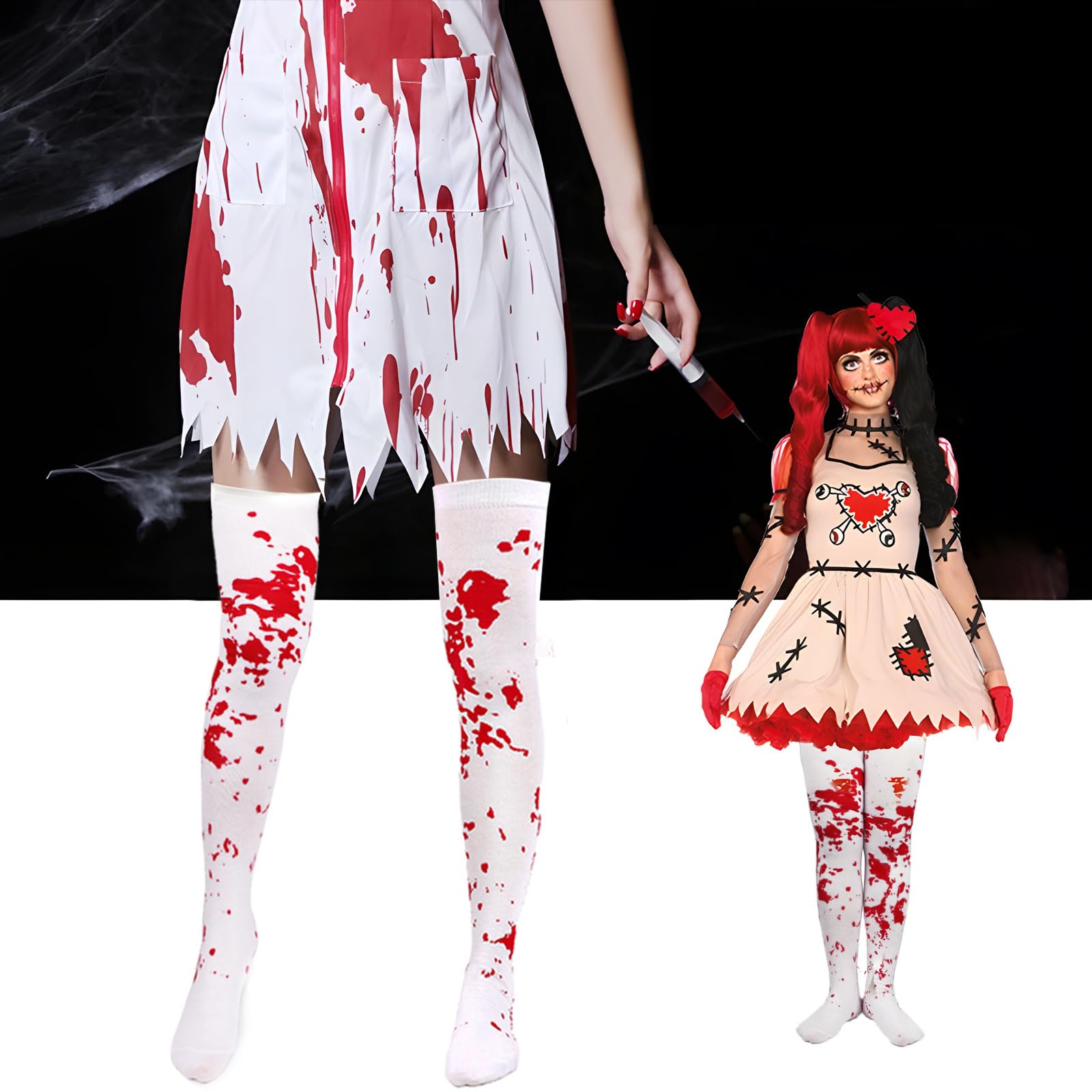 2 Paia Calzini Con Fiocco Sopra Ginocchio Per Donna – Perfetti Per Halloween E Carnevale