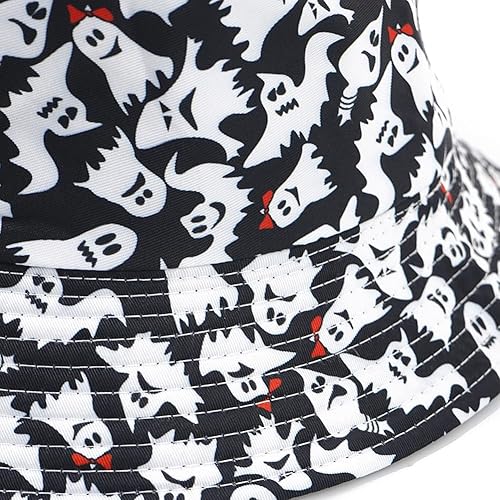 Miniatura 5 de Sombrero de pescador de Halloween, sombrero de playa para el sol, divertido sombrero de pesca para mujer, reversible de doble cara