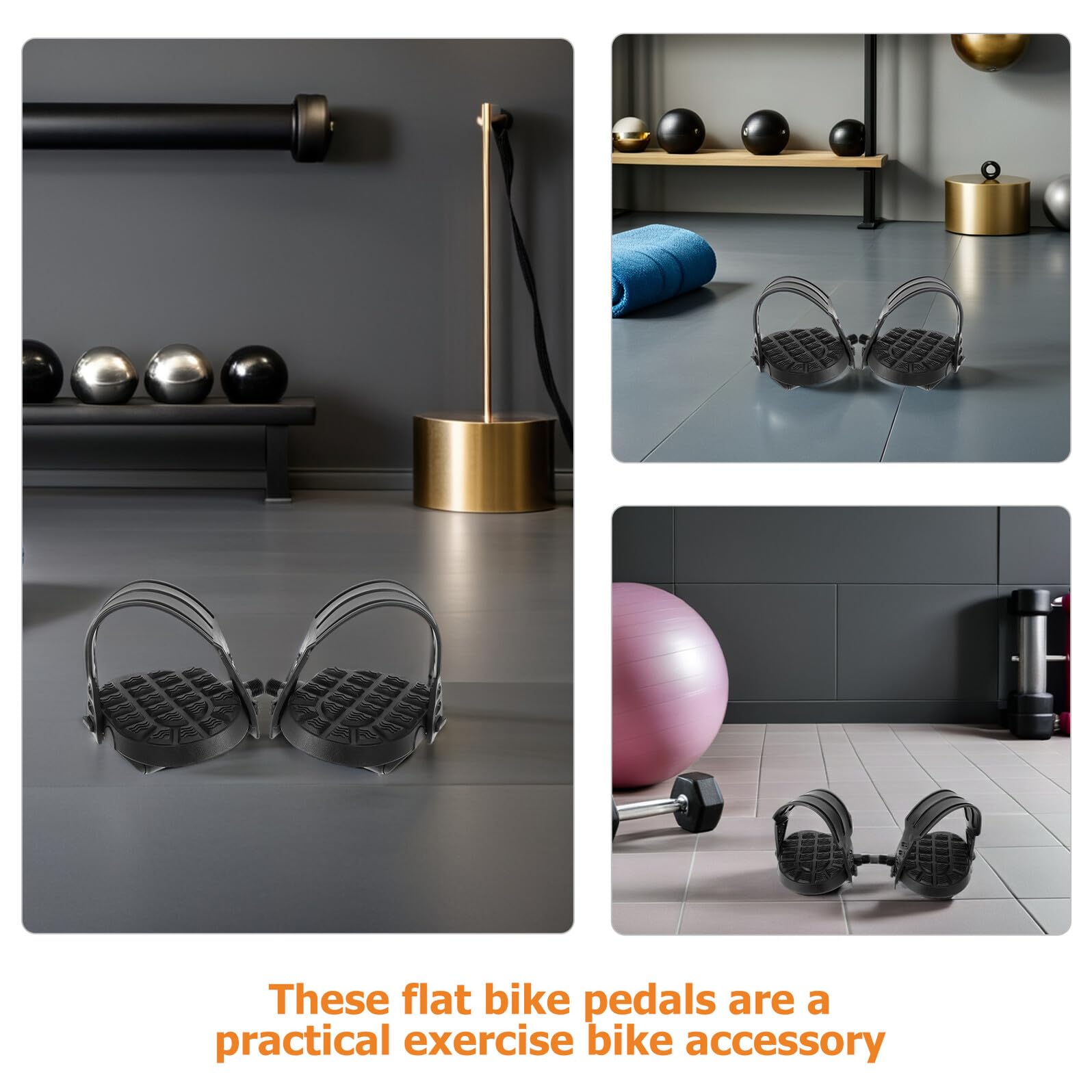 Pedales para Bicicleta Estática Antideslizantes 9/16 de Plataforma Ancha con Correas Ajustables Repuestos para Bicicleta de Interior Accesorios para Ciclismo y Ejercicio Casa 4