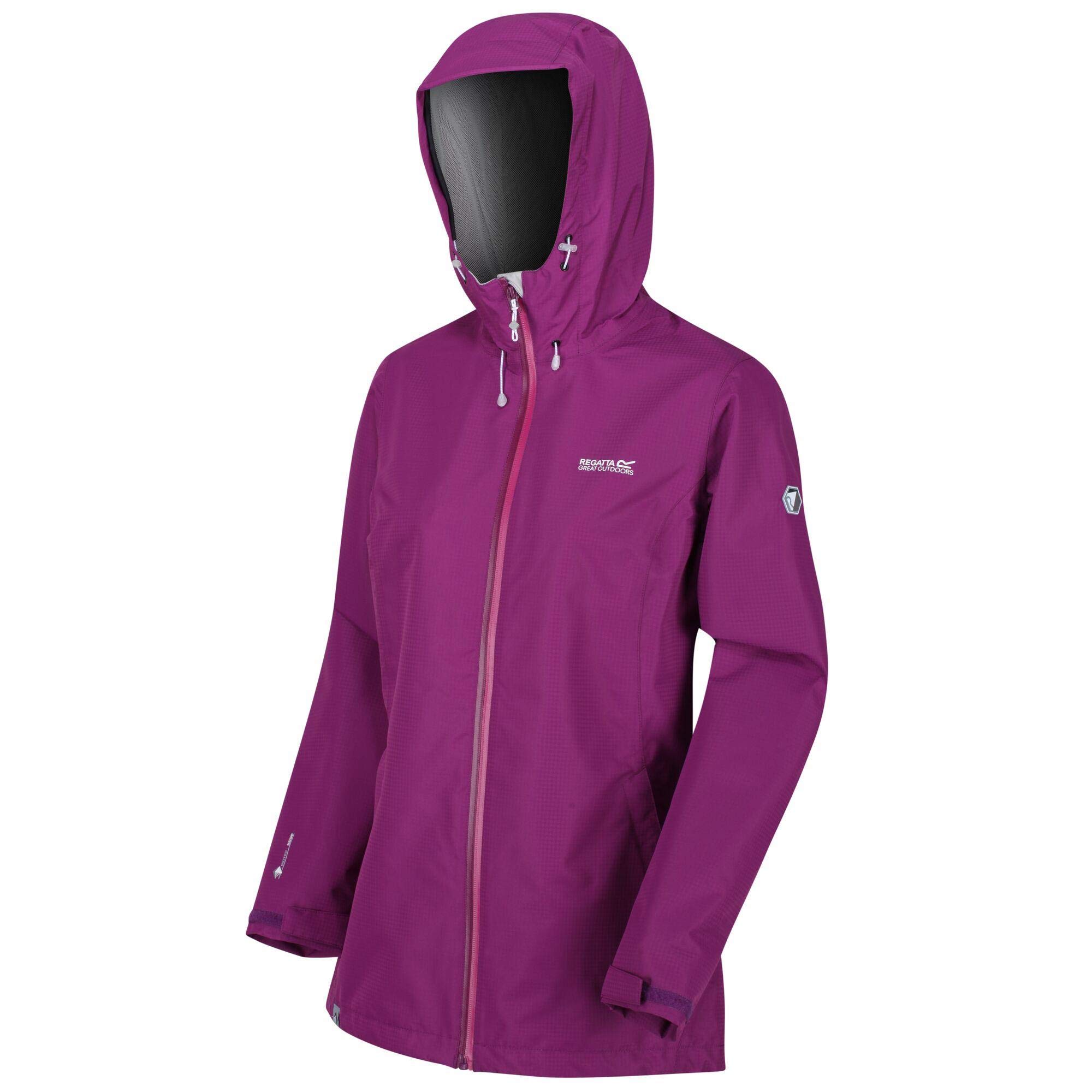 Regatta HAMARA III Technical Protective Jacket Waterproof and Breathable with Adjustable Hood Jackets Waterproof Shell Women, Winberry, FR: 3XL (Manufacturer's Size: 22)
