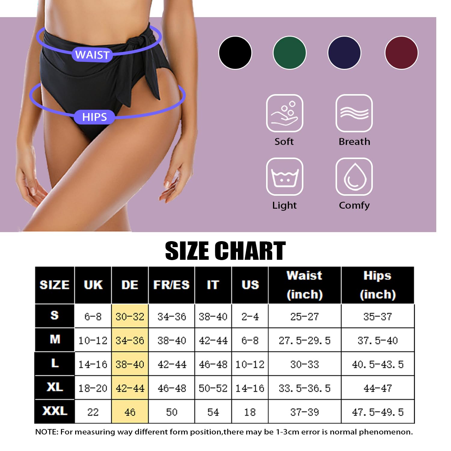 JFAN Bragas de Bikini Mujer Cintura Alta Ajustable Braguitas de Bikini Ruched Elegante Traje de baño Vientre Plano Pantalón Corto Surf
