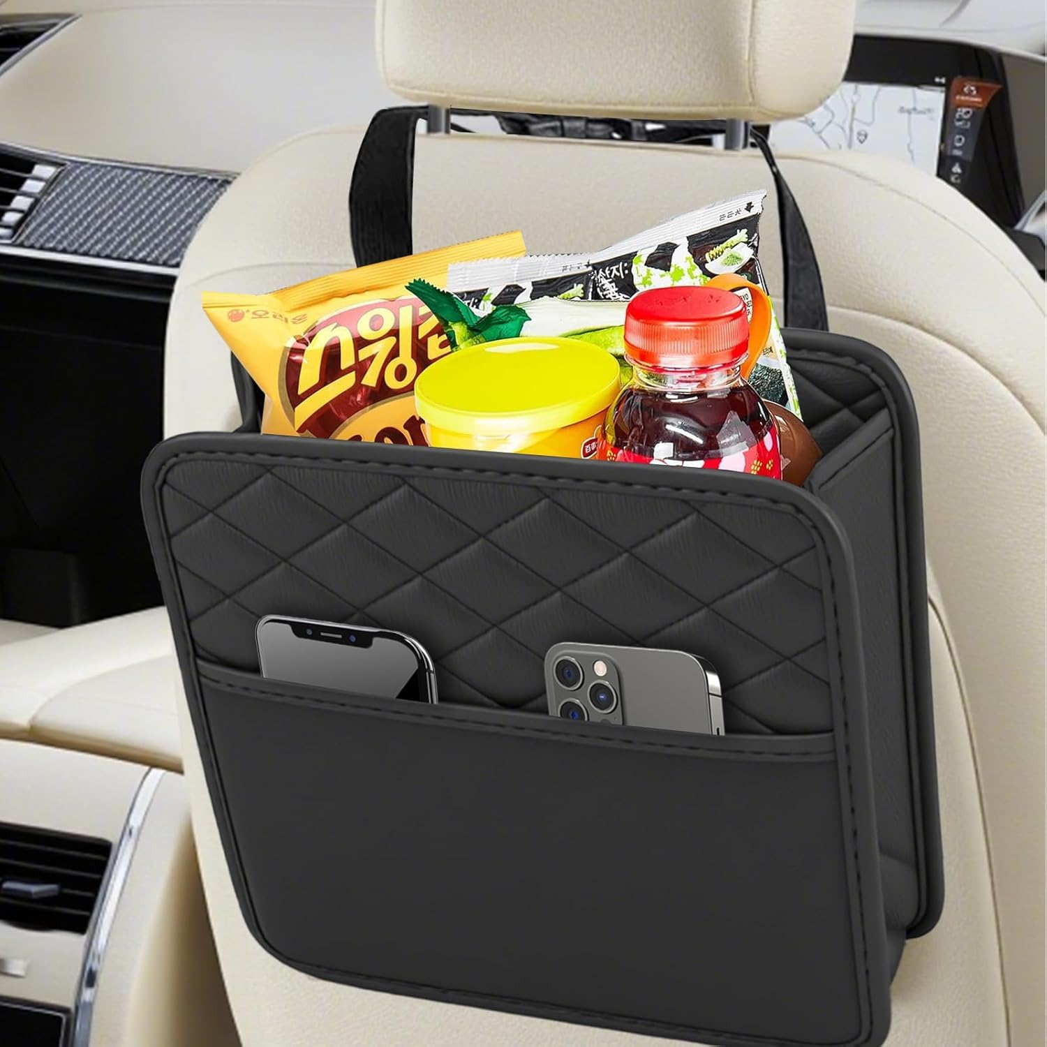 YDSTNiu Car Seat Back Organiser for Opel Grandland XGrandland A18 I 2017-2024, Backseat Storage Box Hanging Bag Seat Pocket Practical Interior Tidying Accessory