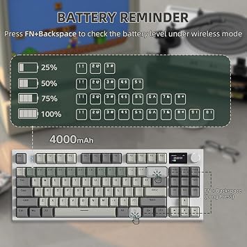 VGN GAMEPOWER ATTACK SHARK K86 Wireless Mechanical Keyboard Apex Pro TKL 75%, 2.4G/Bluetooth/Wired Gaming Keyboard M75, Gasket Mount with Color Display & Knob, RGB Backlit, Hot Swappable Linear Switch