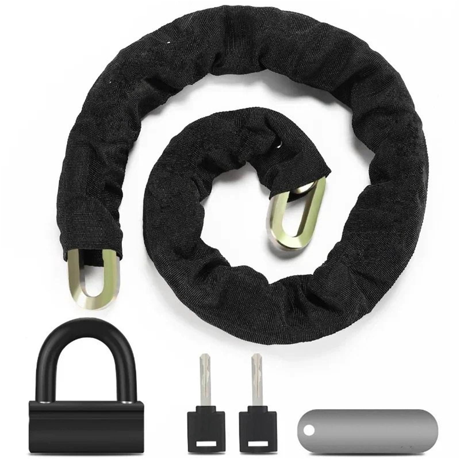 Chain Lock 4KG Bike Lock Heavy Duty Anti-Theft Chain with Padlock Security Motorcycle E-Scooter Two Coded Keys Motorbike Lock(Black)
