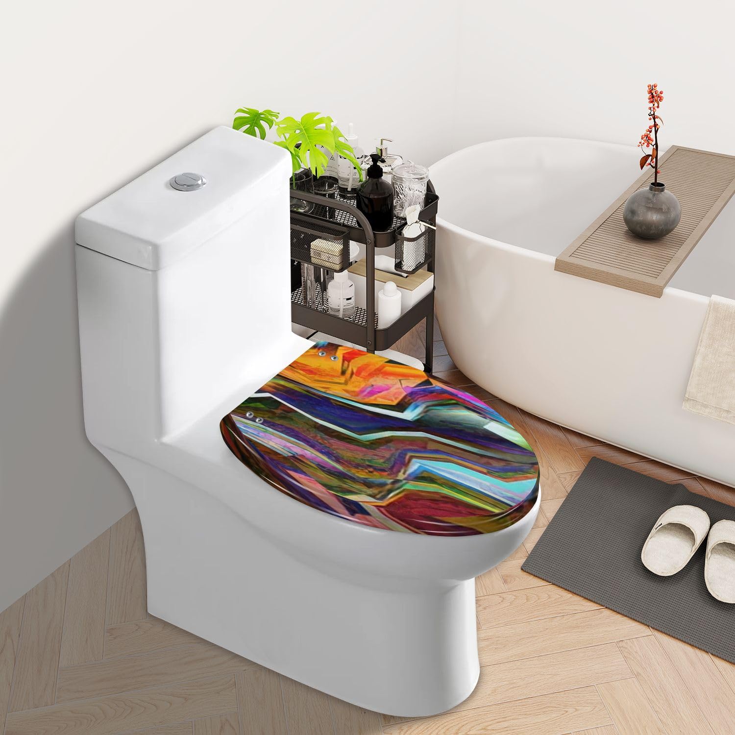 Asiento de inodoro genérico alargado de cierre suave para baño