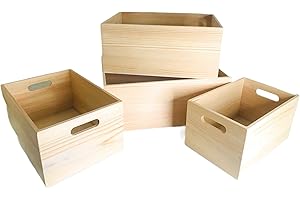 Oojami Wood Crates for Storage and Display (Set of 4 Unfinished)
