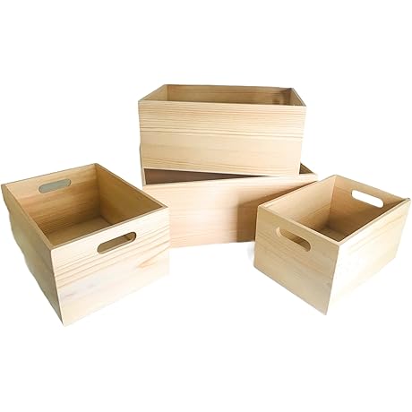 Oojami Wood Crates for Storage and Display (Set of 4 Unfinished)