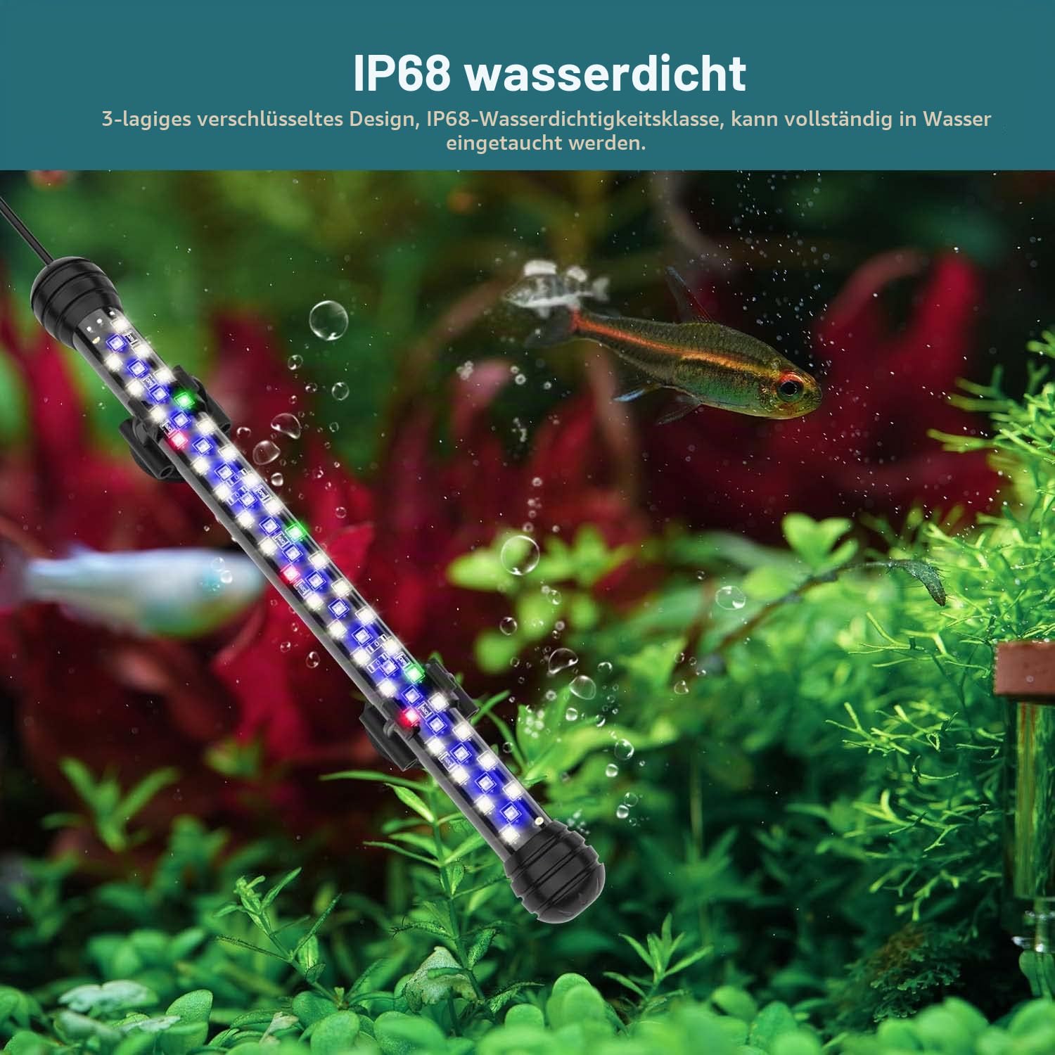 SEAOURA Aquarium Led Beleuchtung mit Timer, Aquarium licht mit automatischer Ein-/Ausschaltung, Vollspektrum, 10 Helligkeitsstufen, für Aquarium
