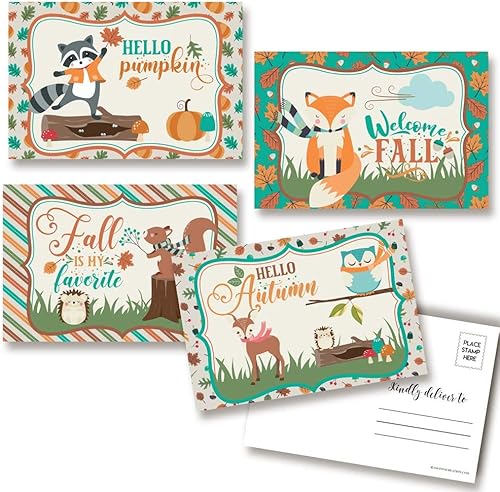 Miniatura 13 de AmandaCreation - Postales en blanco con temática de cosecha festiva de otoño y otoño para enviar a amigos y familiares, tarjetas de notas de relleno