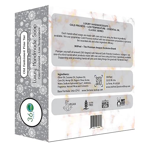 Miniatura 2 de 360Feel Jabón en Barra de Alquitrán de Pino - Hecho en EE.UU. - Castilla Hecho a Mano, Totalmente Natural, Procesado en Frío - Infundido con