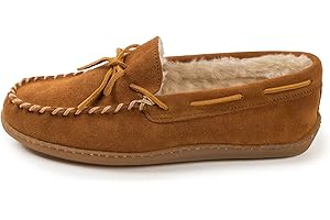 Men's Comfort Pile Lined Hardsole Leather Slippers