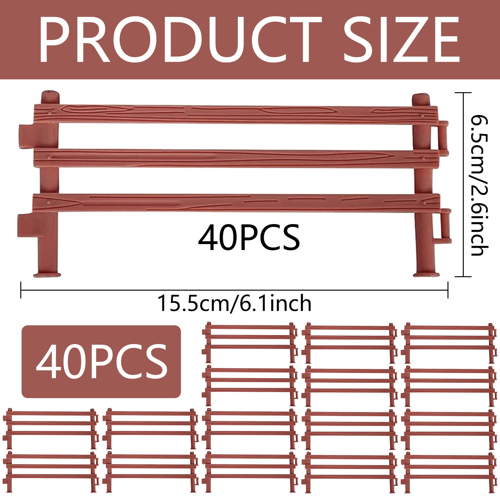 Lot De 80 Clôtures Pour Chevaux Et Ferme – Jouet éducatif Créatif – 9 X 4 X 0,8 Cm – Pour 3-12 Ans – Décoration De Micro Paysage