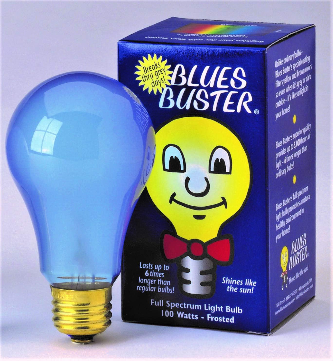 Blues Buster Full Spectrum Light Bulbs, 100 watt Frosted. Shines Like The Sun, Natural Light, Dimmable Bulbs for Everyday Use.