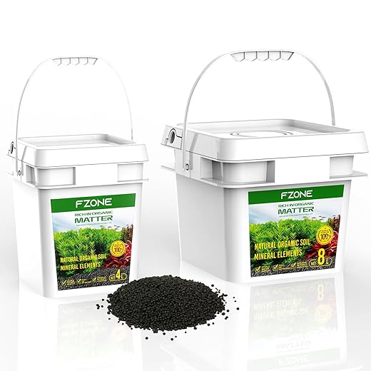 FZONE Aquarium Soil for Planted Tanks- Nutrient-Rich Aquarium Substrate for Fresh Water Live Plants, Dust-Free, Shrimp & Fish Safe,Long-Lasting pH Stable (3mm, 8L/17.64 lb, Black)