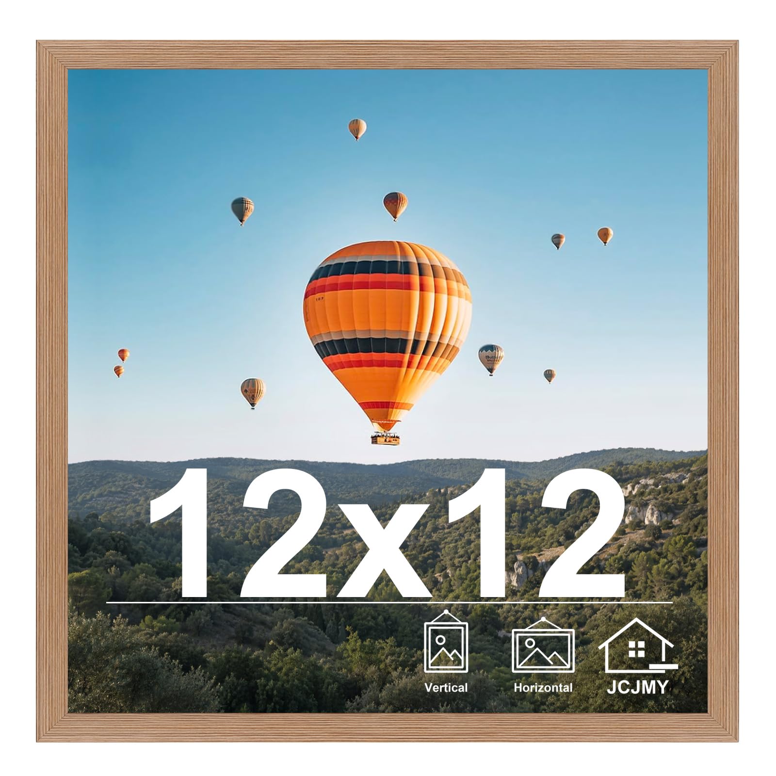 JCJMY 12x12 inch Picture Frame, Horizontal and Vertical Formats for Wall Hanging, 12 x 12 Wall Gallery Poster Photo Frame with Shatter Resistant Plexiglass, Rustic Brown